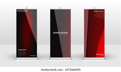Vertical banner template design. can be used for brochures, covers, publications, etc. The concept of technology background in red