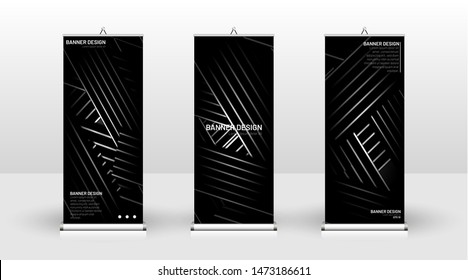 
Vertical banner template design. can be used for brochures, covers, publications, etc.The background of the geometric dynamic concept pattern is black