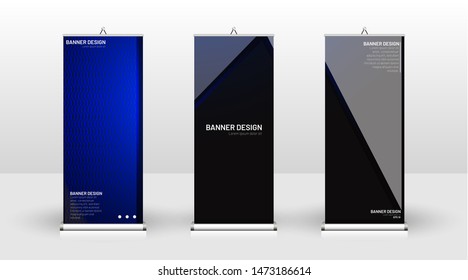 Vertical banner template design. can be used for brochures, covers, publications, etc. The concept of technology background in blue