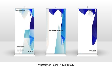 Vertical banner template design. can be used for brochures, covers, publications, etc. Concept of a triangular design background pattern with color blue