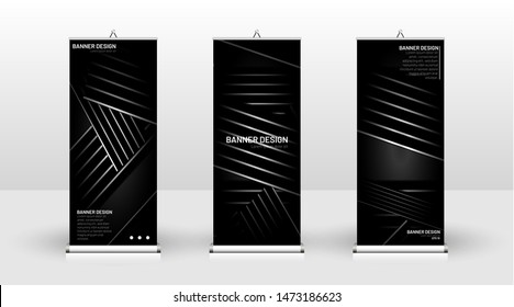 
Vertical banner template design. can be used for brochures, covers, publications, etc.The background of the geometric dynamic concept pattern is black
