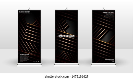 
Vertical banner template design. can be used for brochures, covers, publications, etc.The background of the geometric dynamic concept pattern is black