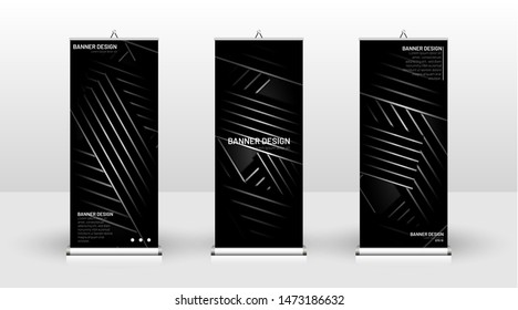 
Vertical banner template design. can be used for brochures, covers, publications, etc.The background of the geometric dynamic concept pattern is black