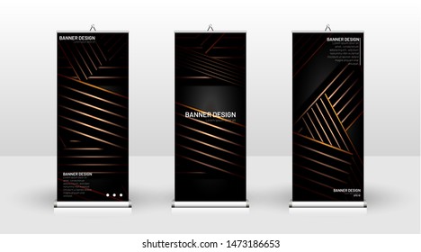 
Vertical banner template design. can be used for brochures, covers, publications, etc.The background of the geometric dynamic concept pattern is black