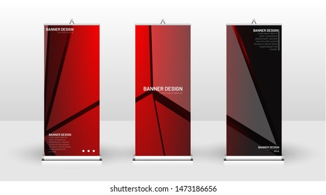 Vertical banner template design. can be used for brochures, covers, publications, etc. The concept of technology background in red