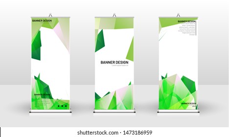 Vertical banner template design. can be used for brochures, covers, publications, etc. Concept of a triangular design background pattern with color green