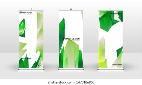 Vertical banner template design. can be used for brochures, covers, publications, etc. Concept of a triangular design background pattern with color green