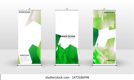 Vertical banner template design. can be used for brochures, covers, publications, etc. Concept of a triangular design background pattern with color green