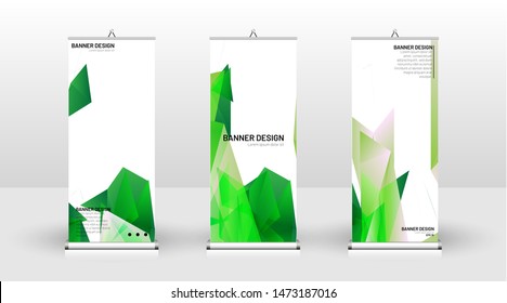 Vertical banner template design. can be used for brochures, covers, publications, etc. Concept of a triangular design background pattern with color green