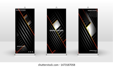 
Vertical banner template design. can be used for brochures, covers, publications, etc.The background of the geometric dynamic concept pattern is black