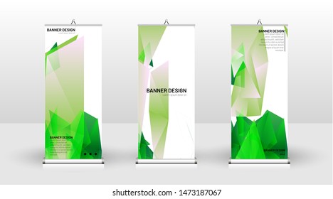 Vertical banner template design. can be used for brochures, covers, publications, etc. Concept of a triangular design background pattern with color green