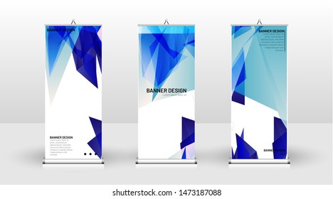 Vertical banner template design. can be used for brochures, covers, publications, etc. Concept of a triangular design background pattern with color blue