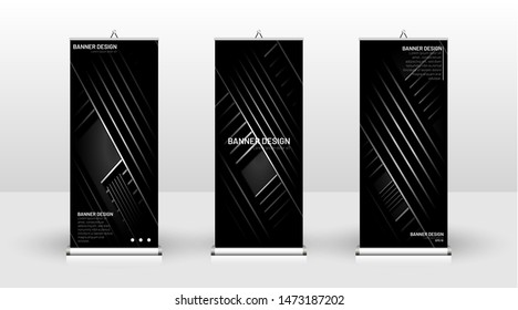 
Vertical banner template design. can be used for brochures, covers, publications, etc.The background of the geometric dynamic concept pattern is black
