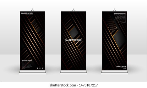 
Vertical banner template design. can be used for brochures, covers, publications, etc.The background of the geometric dynamic concept pattern is black