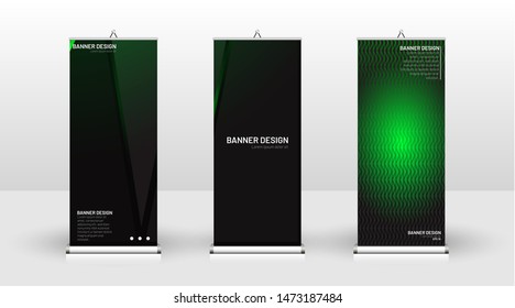 Vertical banner template design. can be used for brochures, covers, publications, etc. The concept of technology background in green