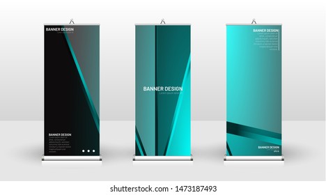 Vertical banner template design. can be used for brochures, covers, publications, etc. The concept of technology background in blue