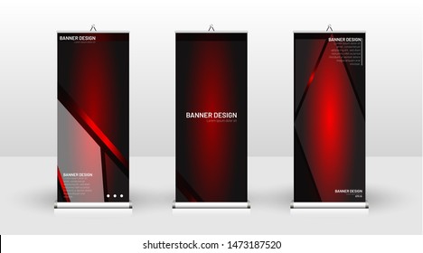 Vertical banner template design. can be used for brochures, covers, publications, etc. The concept of technology background in red