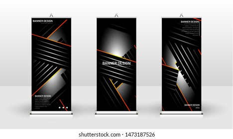 
Vertical banner template design. can be used for brochures, covers, publications, etc.The background of the geometric dynamic concept pattern is black
