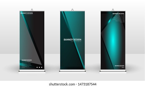 Vertical banner template design. can be used for brochures, covers, publications, etc. The concept of technology background in blue