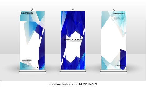 Vertical banner template design. can be used for brochures, covers, publications, etc. Concept of a triangular design background pattern with color blue