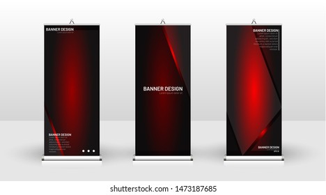 Vertical banner template design. can be used for brochures, covers, publications, etc. The concept of technology background in red