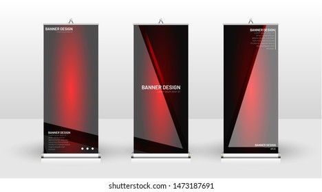 Vertical banner template design. can be used for brochures, covers, publications, etc. The concept of technology background in red