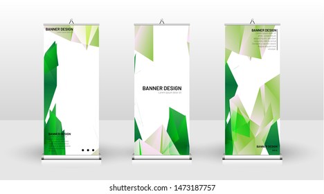 Vertical banner template design. can be used for brochures, covers, publications, etc. Concept of a triangular design background pattern with color green