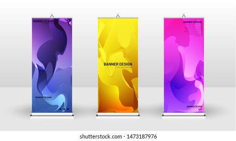 Vertical banner template design. can be used for brochures, covers, publications, etc. The concept of the background is light colored