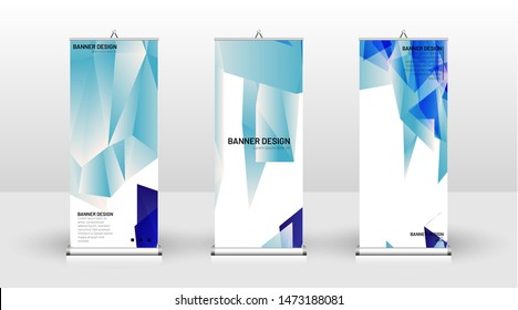 Vertical banner template design. can be used for brochures, covers, publications, etc. Concept of a triangular design background pattern with color blue