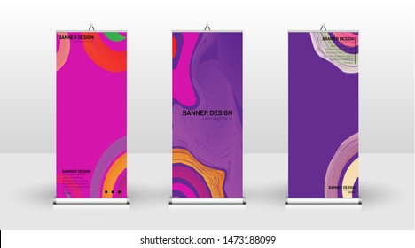 Vertical banner template design. can be used for brochures, covers, publications, etc. The concept of a liquid wave background pattern