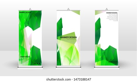 Vertical banner template design. can be used for brochures, covers, publications, etc. Concept of a triangular design background pattern with color green
