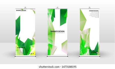 Vertical banner template design. can be used for brochures, covers, publications, etc. Concept of a triangular design background pattern with color green