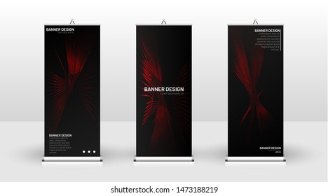Vertical banner template design. can be used for brochures, covers,  publications, etc. wavy lines vector red and black background.