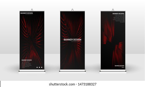 Vertical banner template design. can be used for brochures, covers,  publications, etc. wavy lines vector red and black background.
