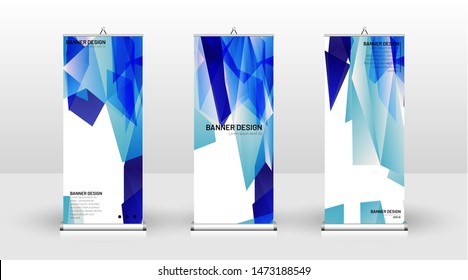 Vertical banner template design. can be used for brochures, covers, publications, etc. Concept of a triangular design background pattern with color blue