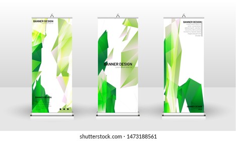 Vertical banner template design. can be used for brochures, covers, publications, etc. Concept of a triangular design background pattern with color green