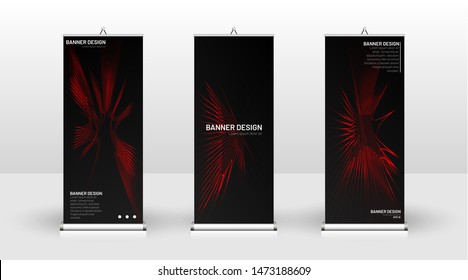 Vertical banner template design. can be used for brochures, covers,  publications, etc. wavy lines vector red and black background.