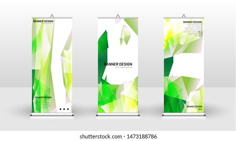 Vertical banner template design. can be used for brochures, covers, publications, etc. Concept of a triangular design background pattern with color green