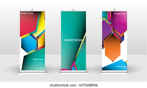 Vertical banner template design. can be used for brochures, covers, publications, etc. Concept of a colorful geometric vector background design
