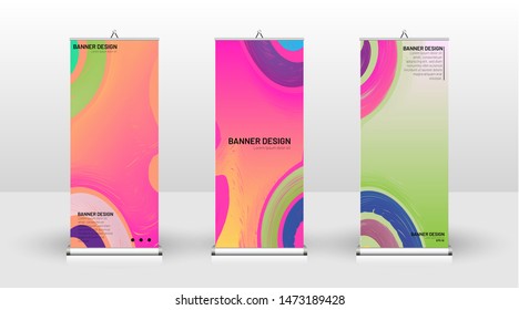 Vertical banner template design. can be used for brochures, covers, publications, etc. The concept of a liquid wave background pattern