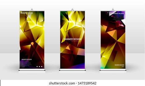 
Vertical banner template design. can be used for brochures, covers, publications, etc. the concept of a colorful triangular design background pattern