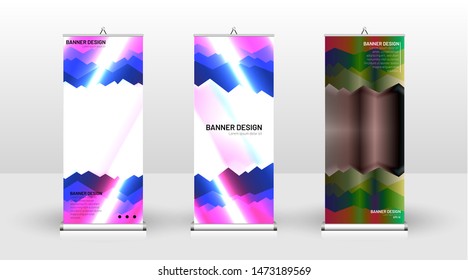 Vertical banner template design. can be used for brochures, covers, publications, etc. futuristic background patterns geometric concepts, colorful creative designs