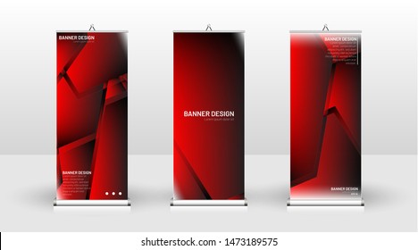 Vertical banner template design. can be used for brochures, covers, publications, etc. Concept of a geometric red vector background design