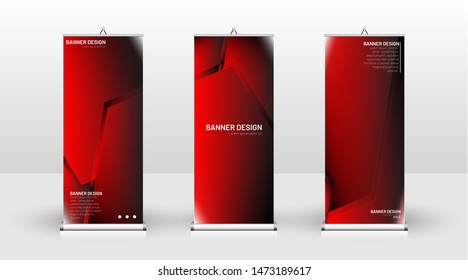 Vertical banner template design. can be used for brochures, covers, publications, etc. Concept of a geometric red vector background design