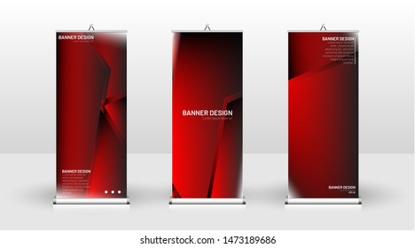 Vertical banner template design. can be used for brochures, covers, publications, etc. Concept of a geometric red vector background design
