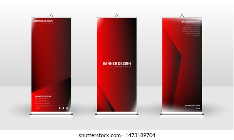 Vertical banner template design. can be used for brochures, covers, publications, etc. Concept of a geometric red vector background design