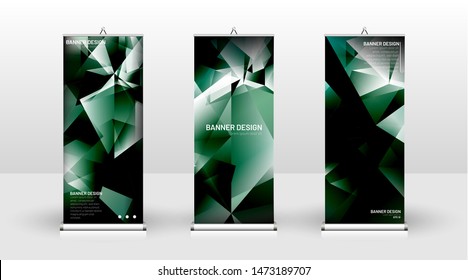 Vertical banner template design. can be used for brochures, covers, publications, etc. Concept of a triangular design background pattern with color green
