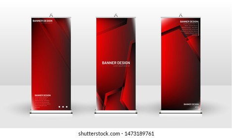 Vertical banner template design. can be used for brochures, covers, publications, etc. Concept of a geometric red vector background design