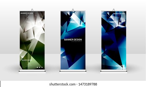 Vertical banner template design. can be used for brochures, covers, publications, etc. the concept of a triangular design background pattern
