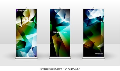 
Vertical banner template design. can be used for brochures, covers, publications, etc. the concept of a triangular design background pattern